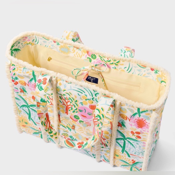💛💚🩷Roller Rabbit x Target Collab Vacation Fringe Canvas Tote Bag - Picture 6 of 7
